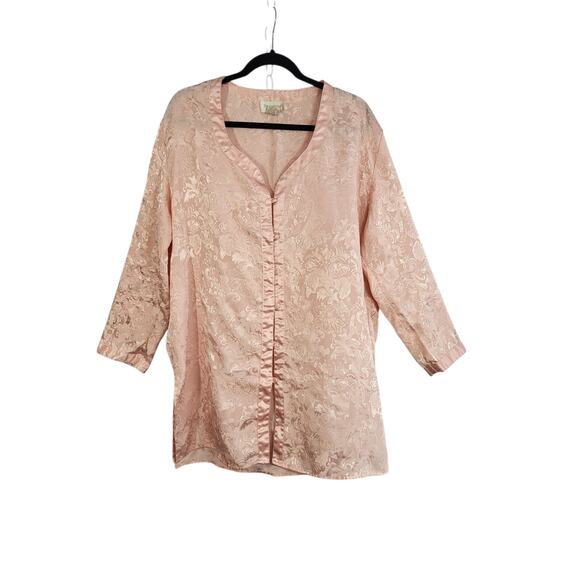 VTG Victoria’s Secret Gold Label Jacquard Satin Sleep Gown M/L Pink Romantic 90s - Picture 7 of 14